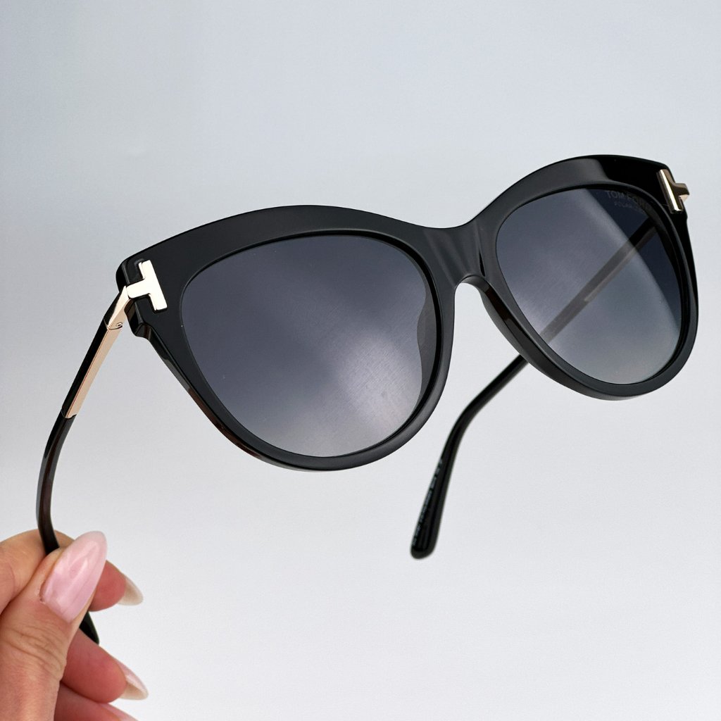 Tom Ford Ft0821/S Kira 01d Sunglasses Black Polarized Gradient Cat Eye Women